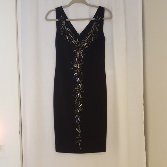 Black Cocktail dress w/ metallic beading - Picture 4 of 8